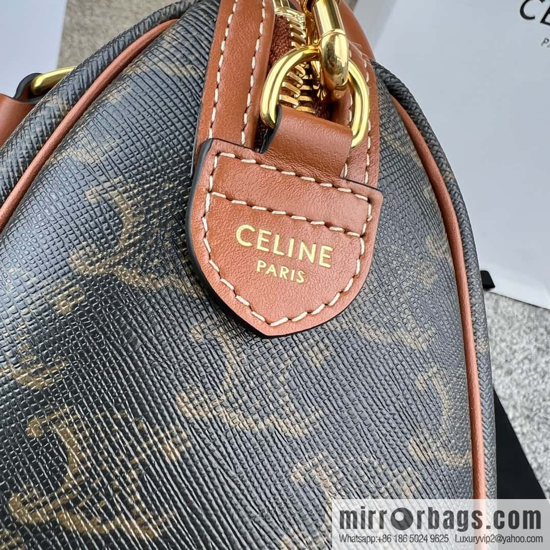 CELINE small logo printed cow leather (fabric) Boston bag 113772 old color