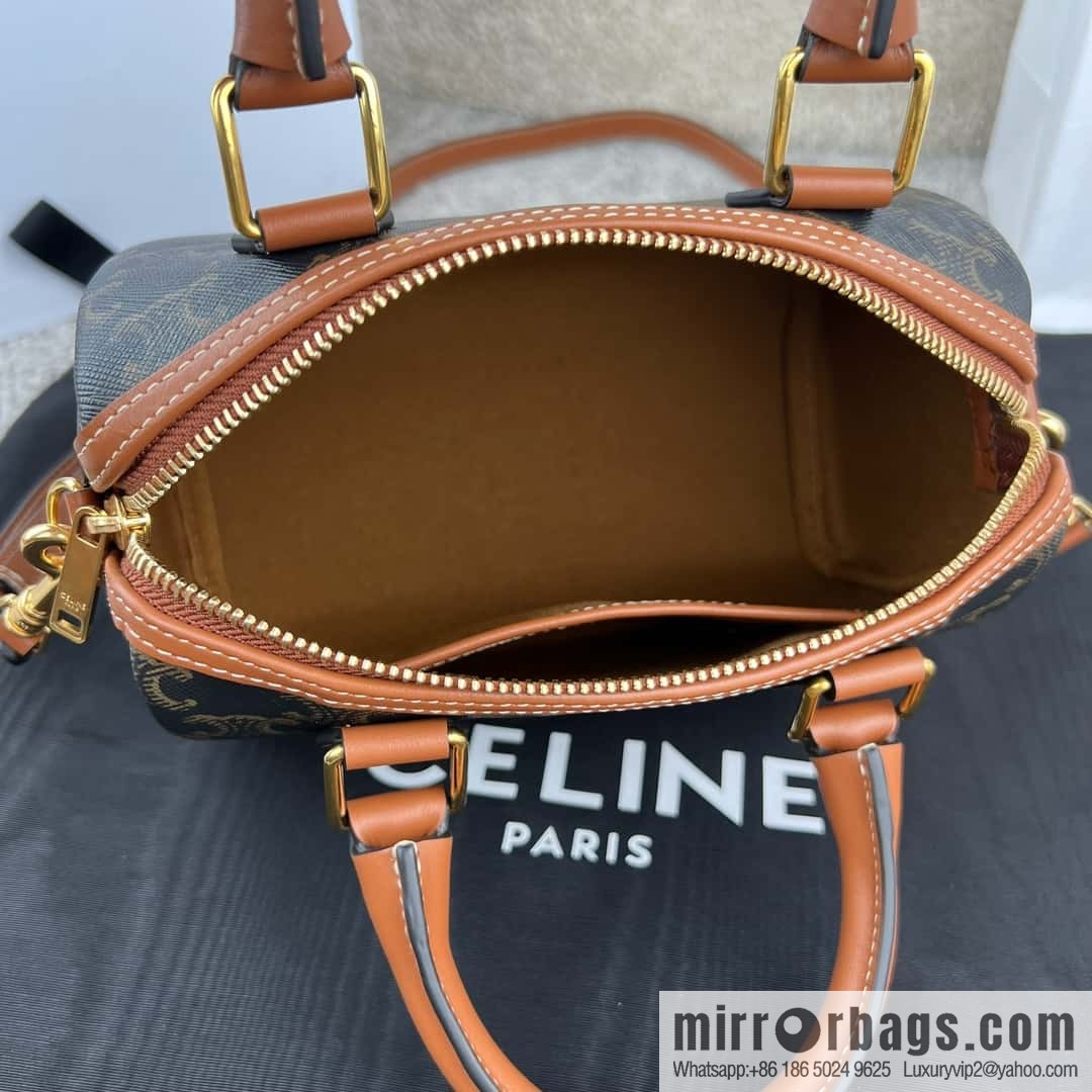 CELINE small logo printed cow leather (fabric) Boston bag 113772 old color
