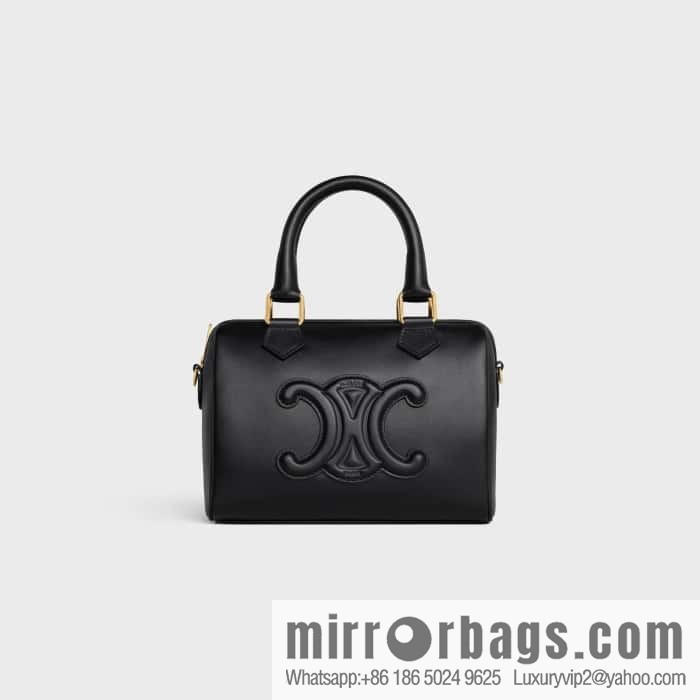 CELINE small smooth cow leather (fabric) Boston bag 113773 black