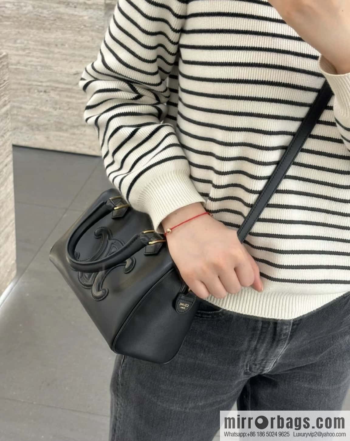 CELINE small smooth cow leather (fabric) Boston bag 113773 black