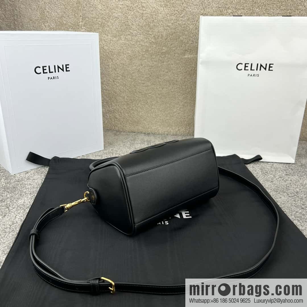 CELINE small smooth cow leather (fabric) Boston bag 113773 black