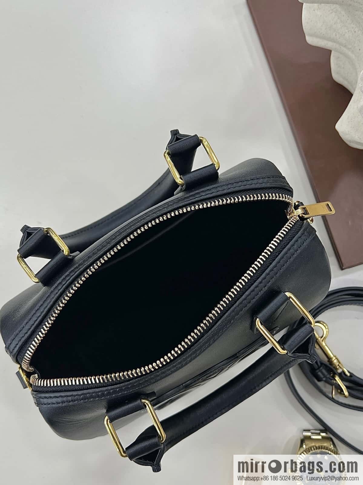 CELINE small smooth cow leather (fabric) Boston bag 113773 black