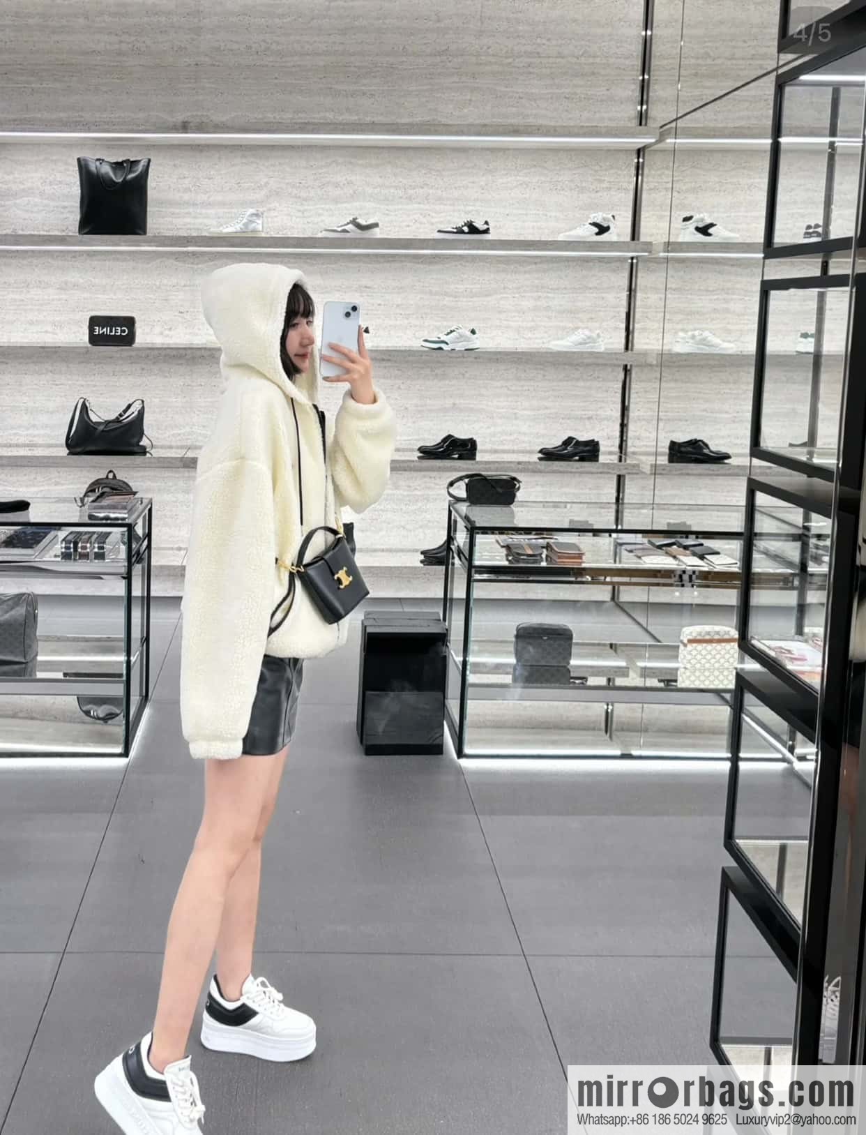 CELINE TRIOMPHE mini smooth cow leather (fabric) bucket bag 10K943 black