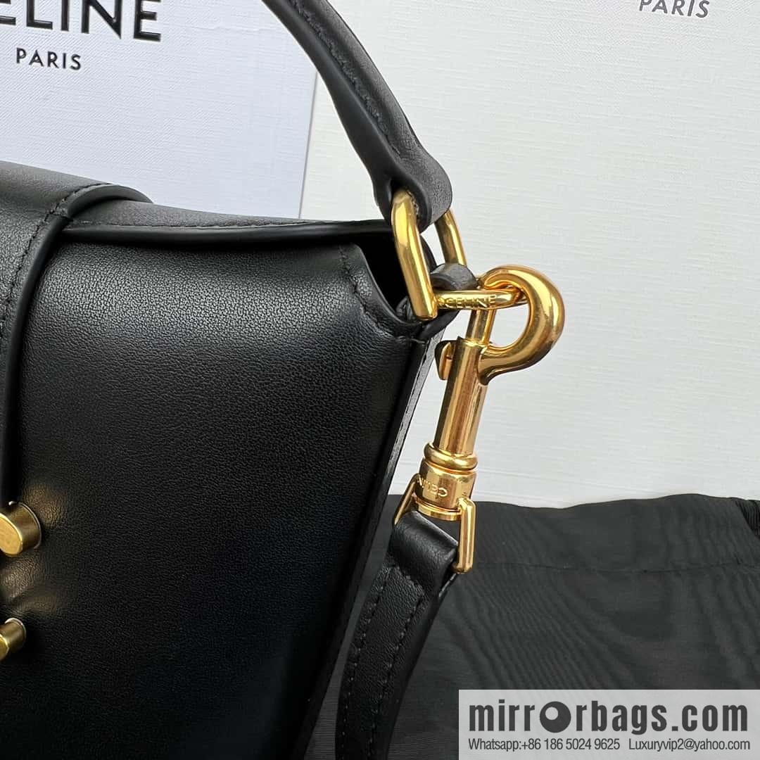 CELINE TRIOMPHE mini smooth cow leather (fabric) bucket bag 10K943 black