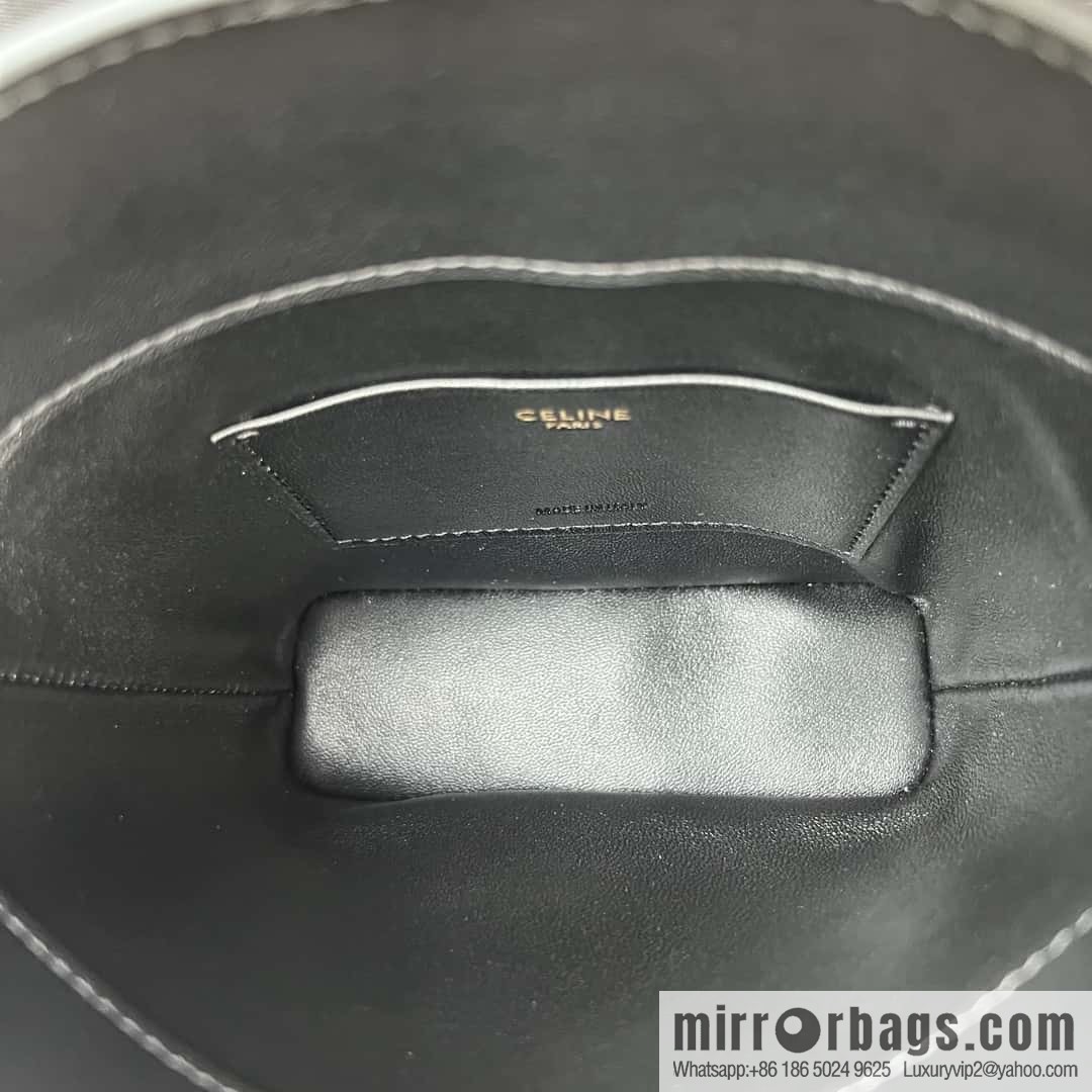 CELINE TRIOMPHE mini smooth cow leather (fabric) bucket bag 10K943 black