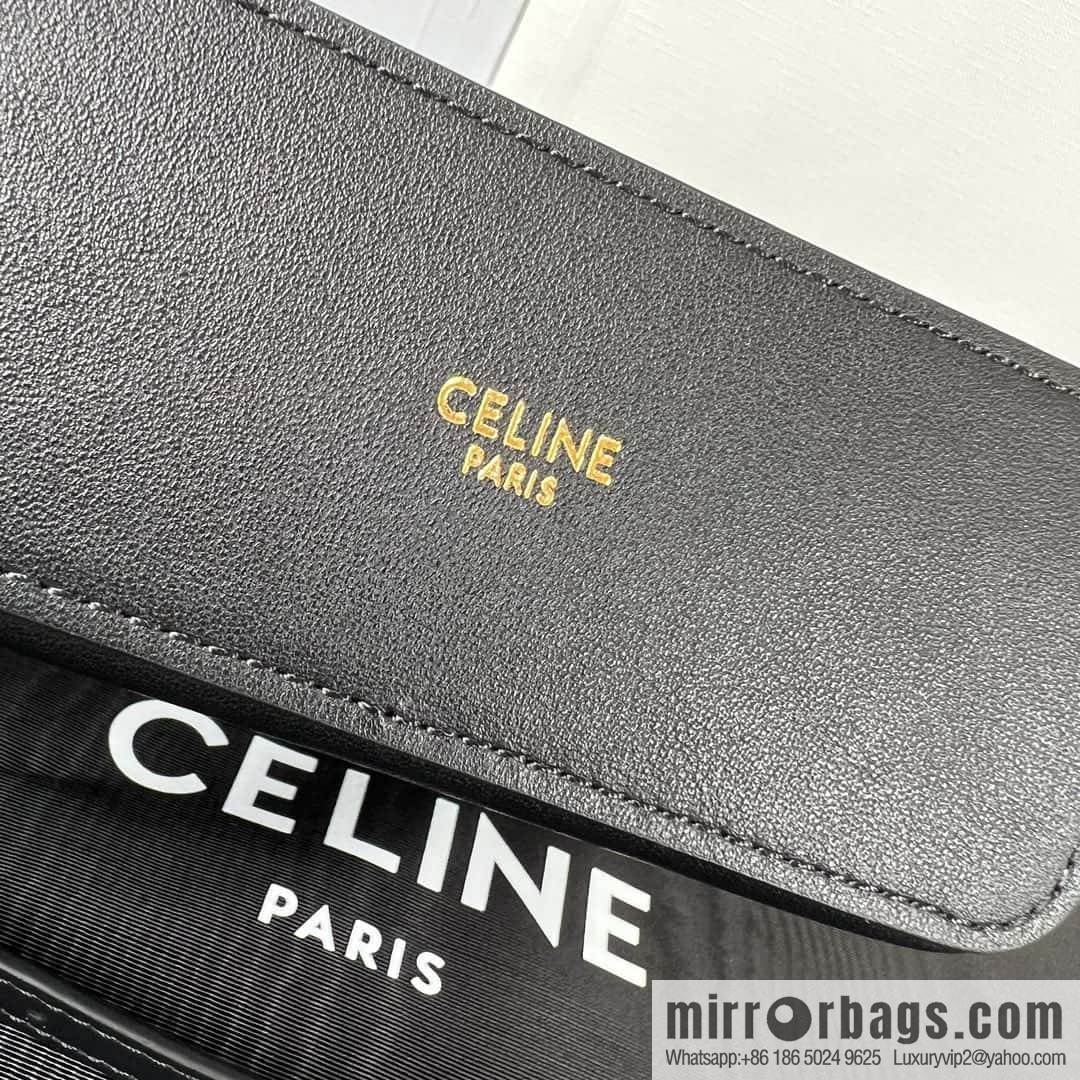 CELINE TRIOMPHE mini smooth cow leather (fabric) bucket bag 10K943 black