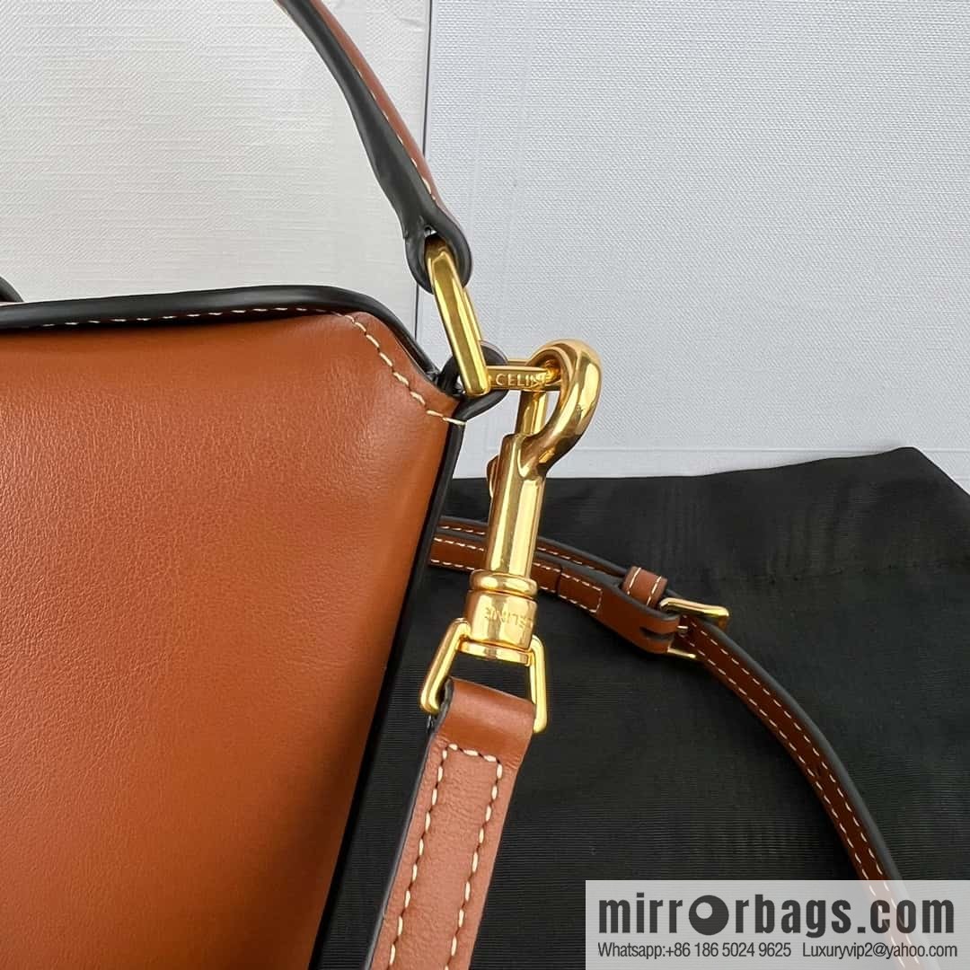CELINE TRIOMPHE mini smooth cow leather (fabric) bucket bag 10K943 brown