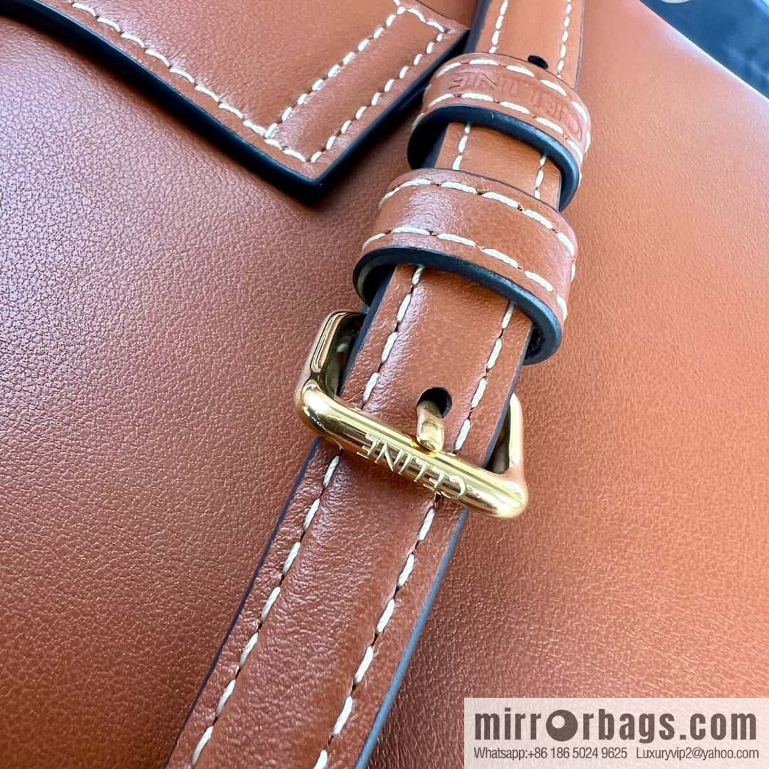 CELINE TRIOMPHE mini smooth cow leather (fabric) bucket bag 10K943 brown