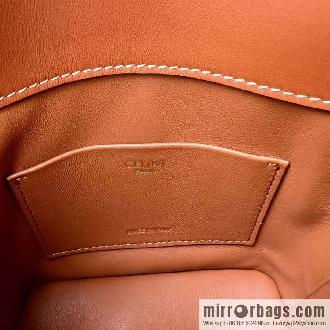 CELINE TRIOMPHE mini smooth cow leather (fabric) bucket bag 10K943 brown