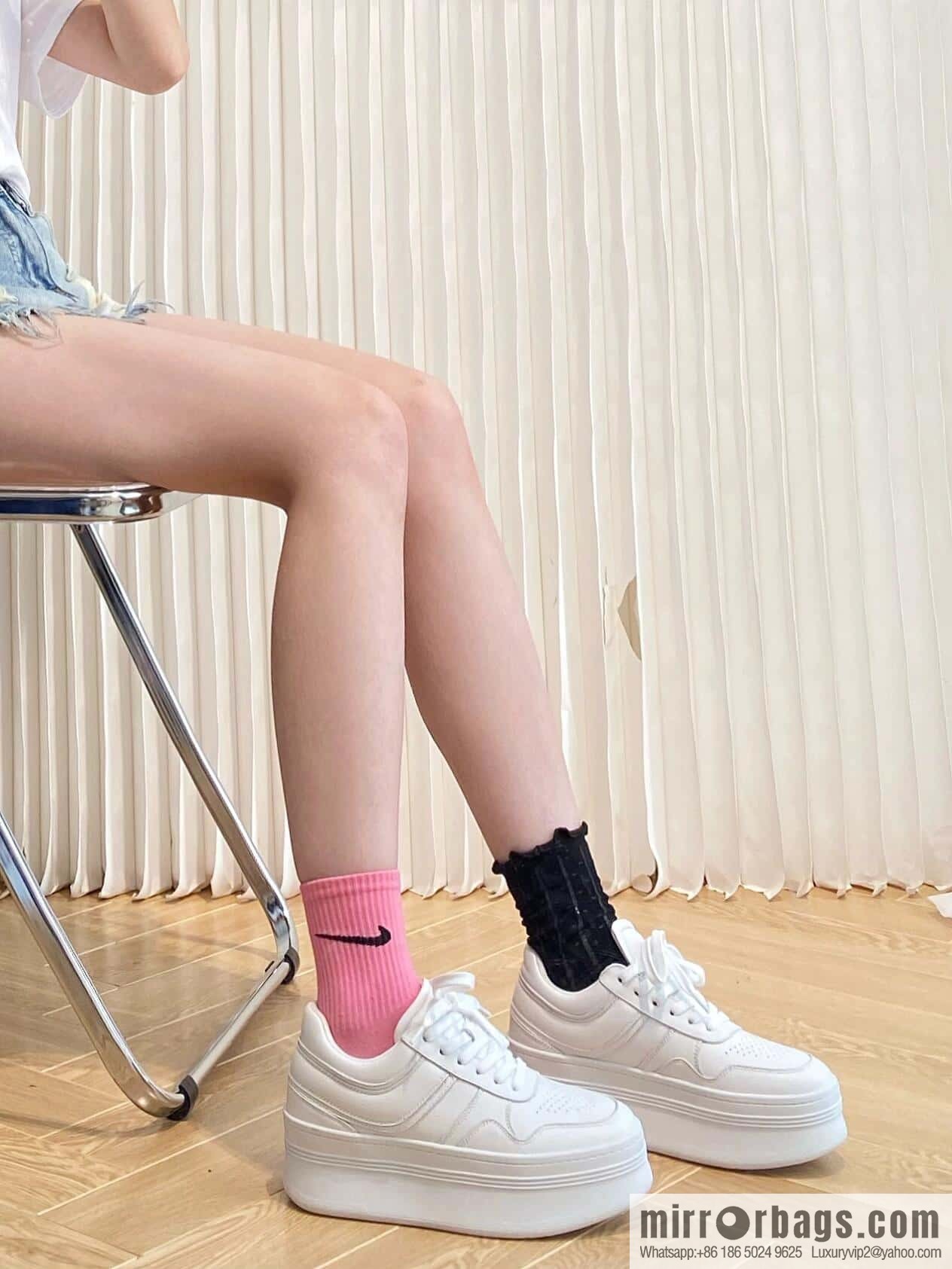 CELINE classic spring and summer thick-soled height-increasing white shoes