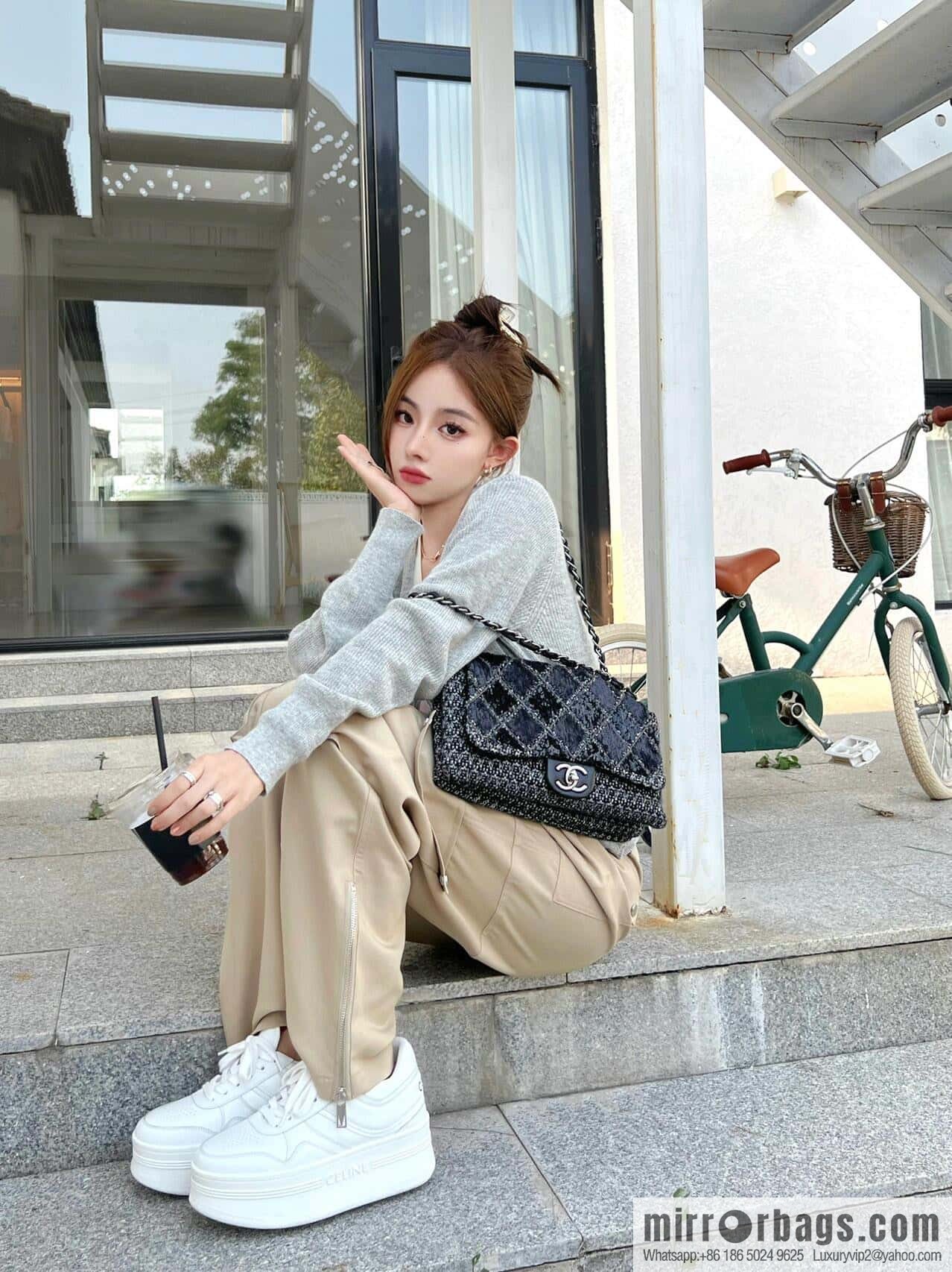 CELINE classic spring and summer thick-soled height-increasing white shoes