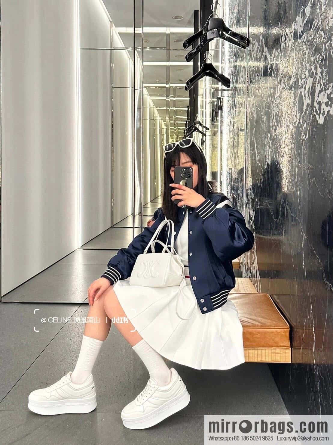 CELINE classic spring and summer thick-soled height-increasing white shoes