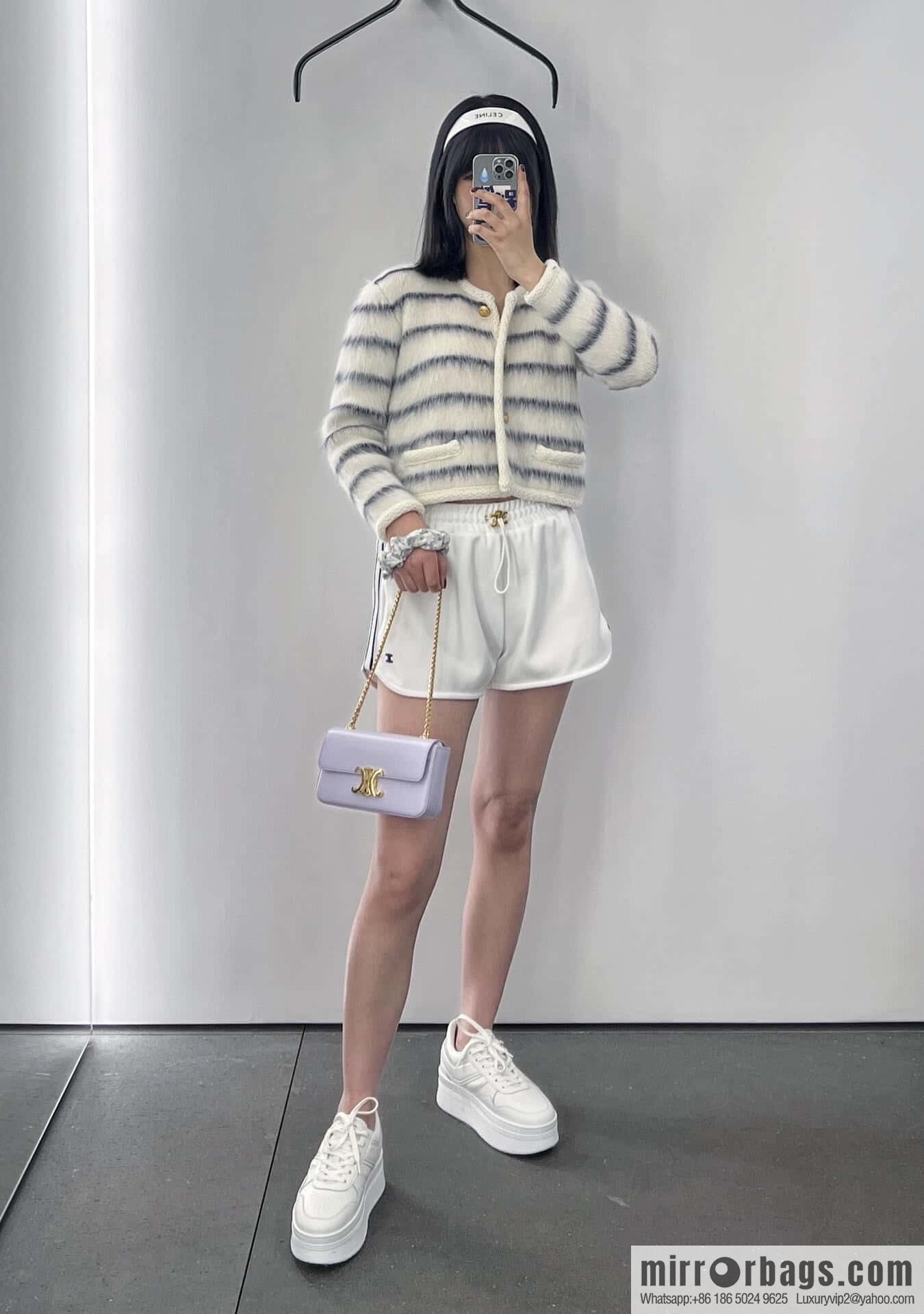 CELINE classic spring and summer thick-soled height-increasing white shoes