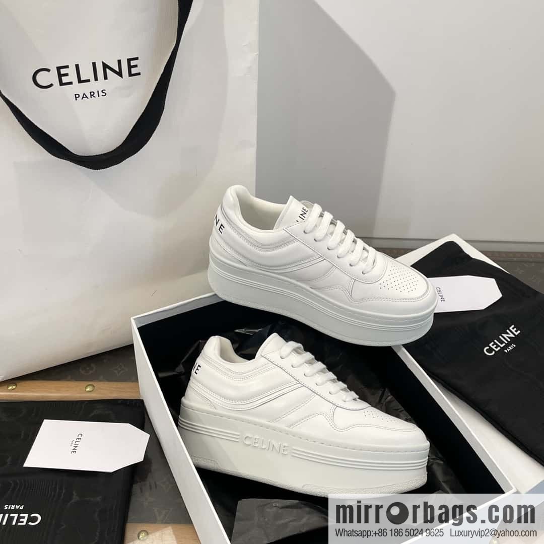 CELINE classic spring and summer thick-soled height-increasing white shoes