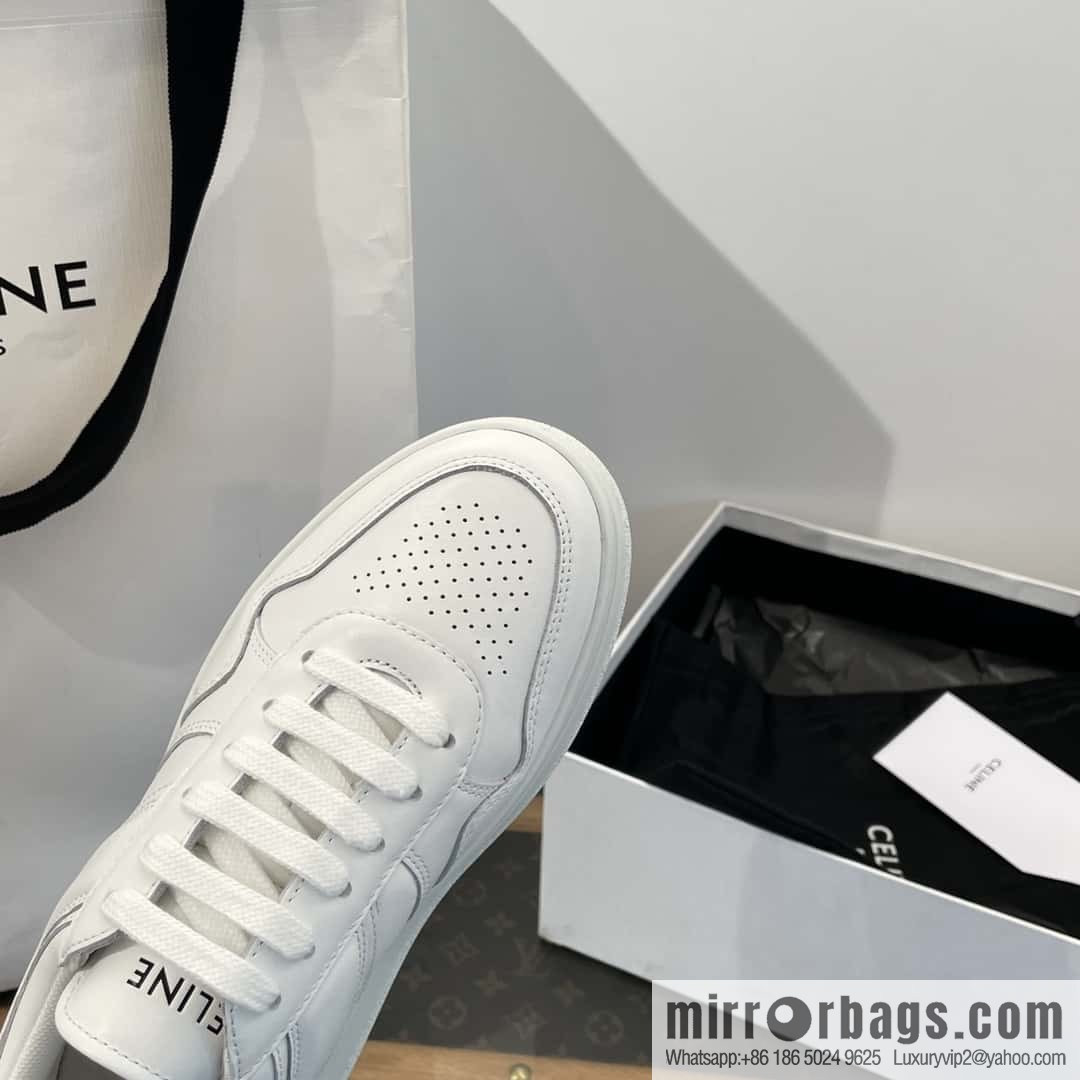 CELINE classic spring and summer thick-soled height-increasing white shoes
