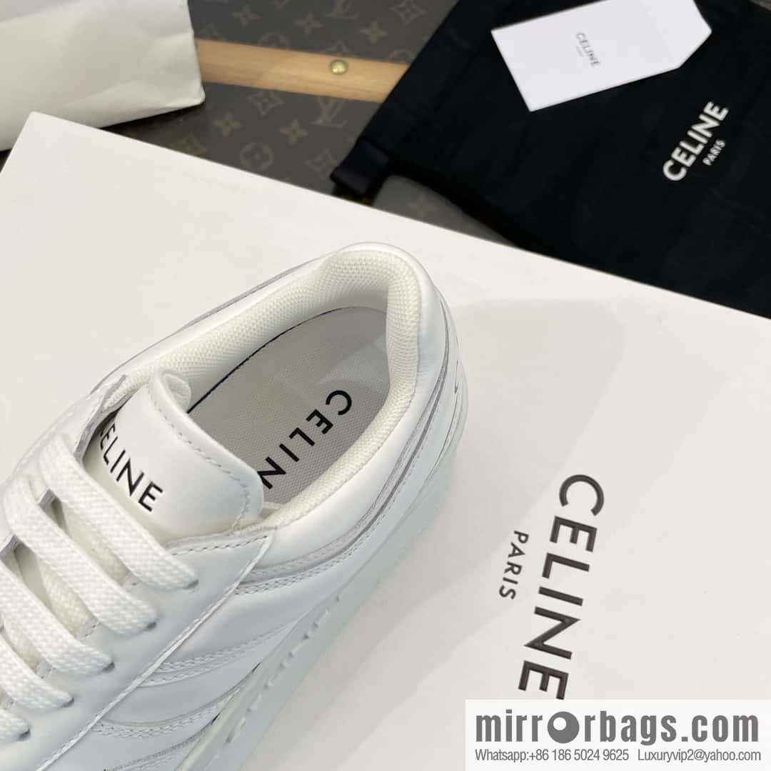CELINE classic spring and summer thick-soled height-increasing white shoes