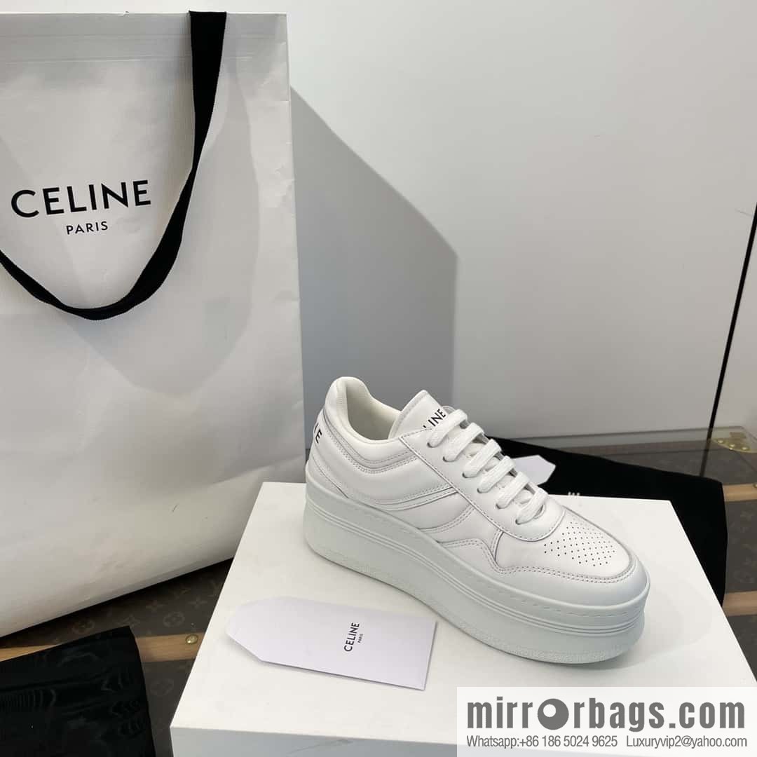 CELINE classic spring and summer thick-soled height-increasing white shoes