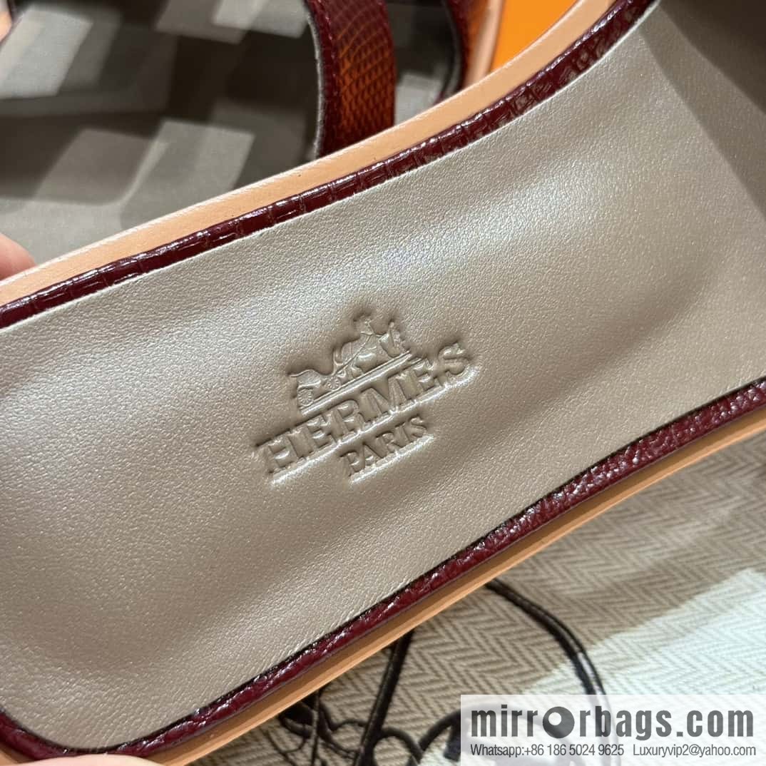 Hermès 181 Oran Sandals, Saddle Red/OG/Rouge Sellier Lizard 🦎/Lizard