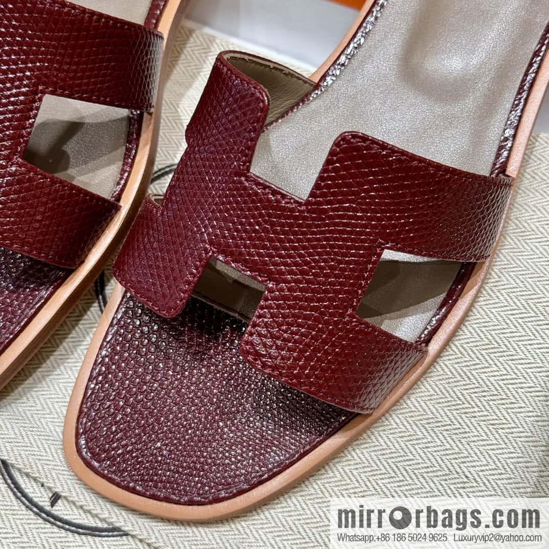 Hermès 181 Oran Sandals, Saddle Red/OG/Rouge Sellier Lizard 🦎/Lizard