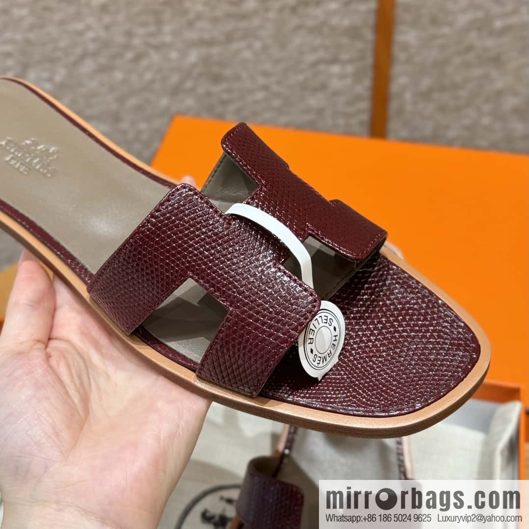 Hermès 181 Oran Sandals, Saddle Red/OG/Rouge Sellier Lizard 🦎/Lizard