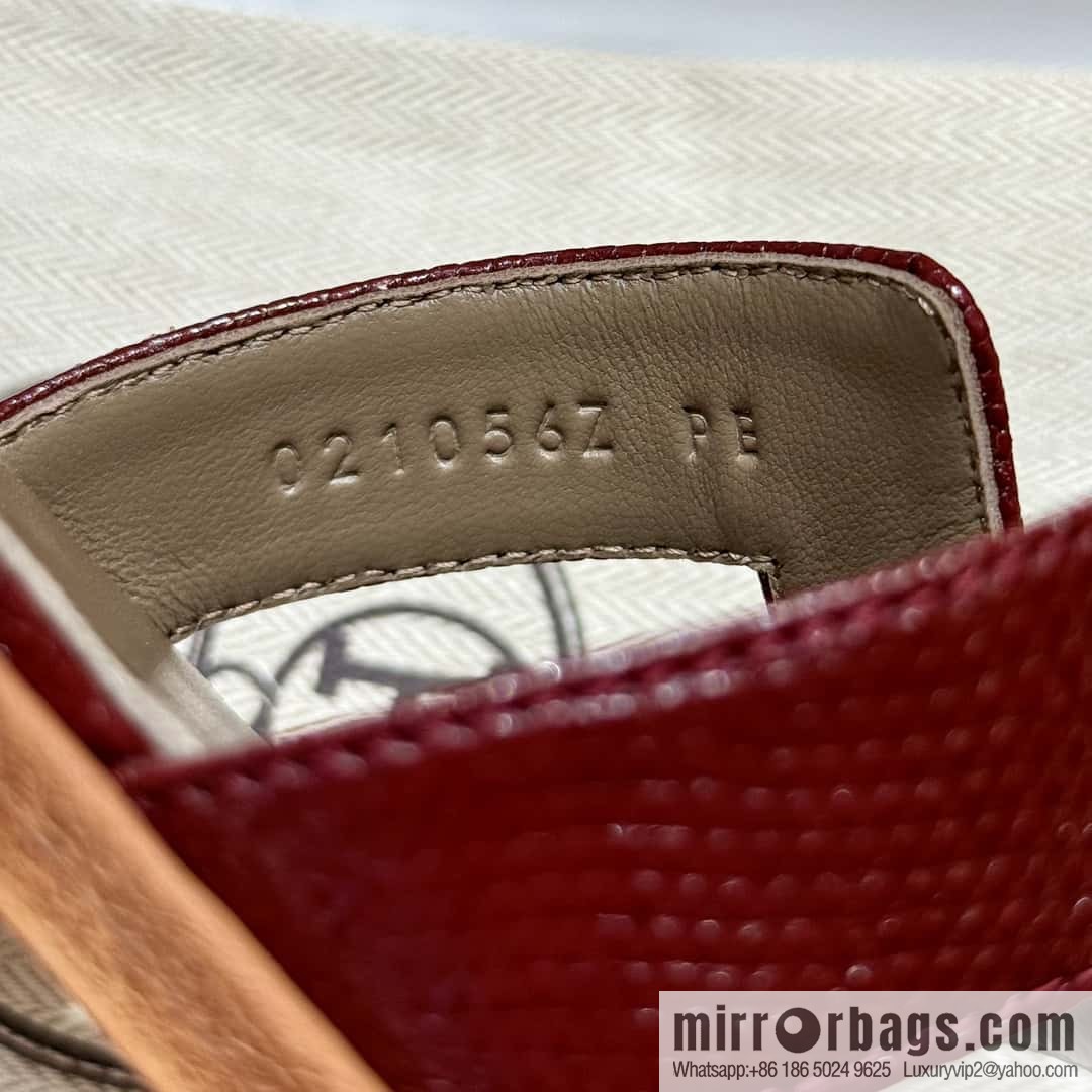 Hermès 181 Oran Sandals, Saddle Red/OG/Rouge Sellier Lizard 🦎/Lizard