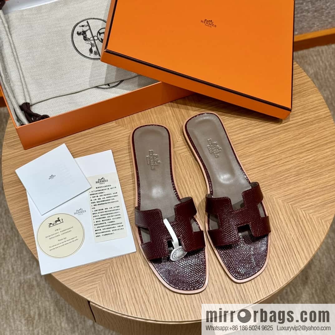 Hermès 181 Oran Sandals, Saddle Red/OG/Rouge Sellier Lizard 🦎/Lizard