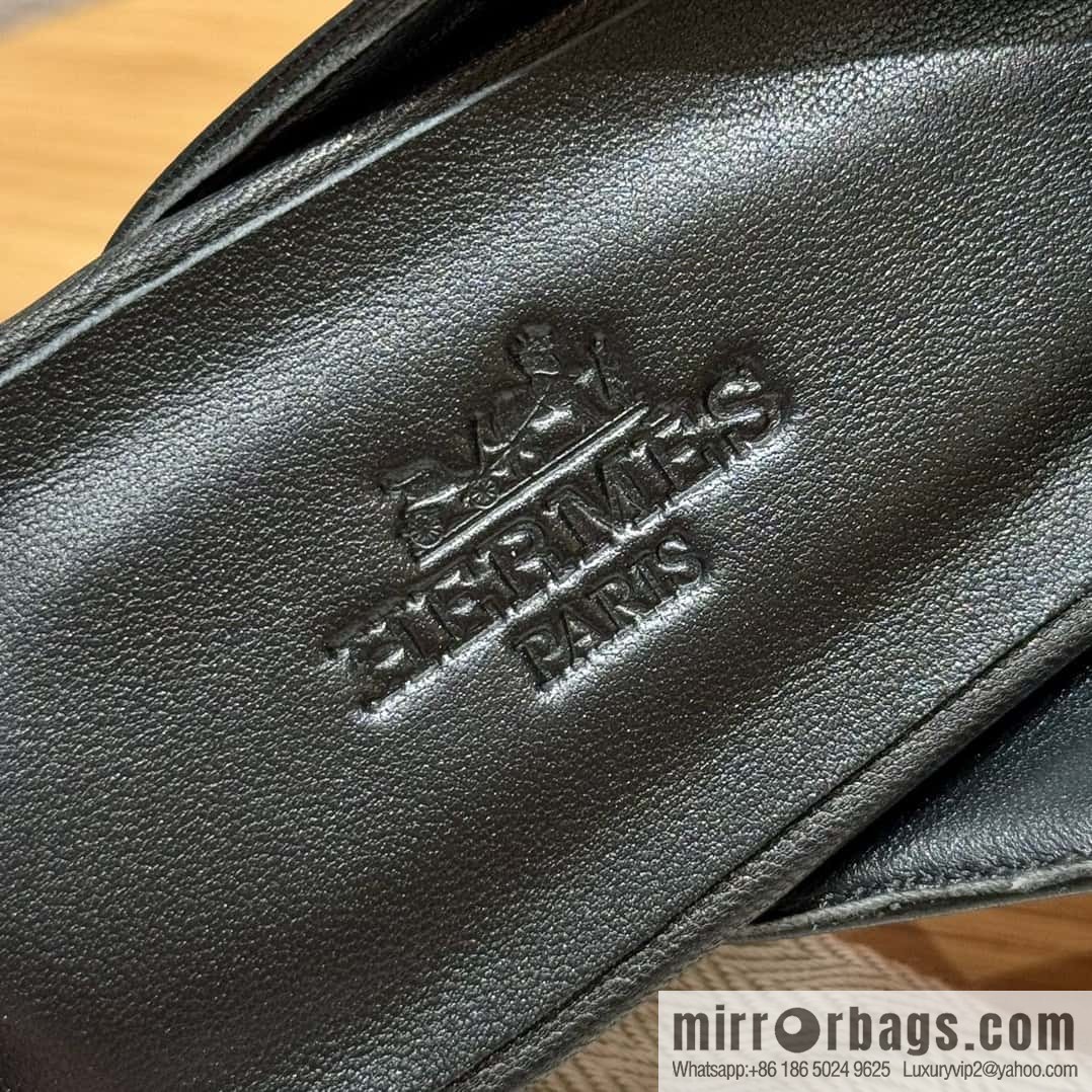 Hermès 188 OZ mule shoes half drag, black/ck89/noir goatskin/alligator/goatskin/Alligator