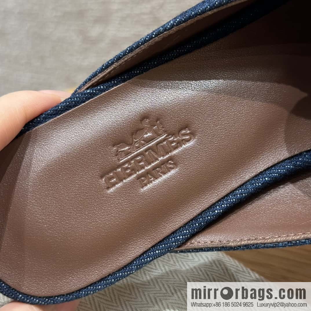 Hermès 188 OZ mule half trailers, cowboy blue/cowboy blue /Cowboy