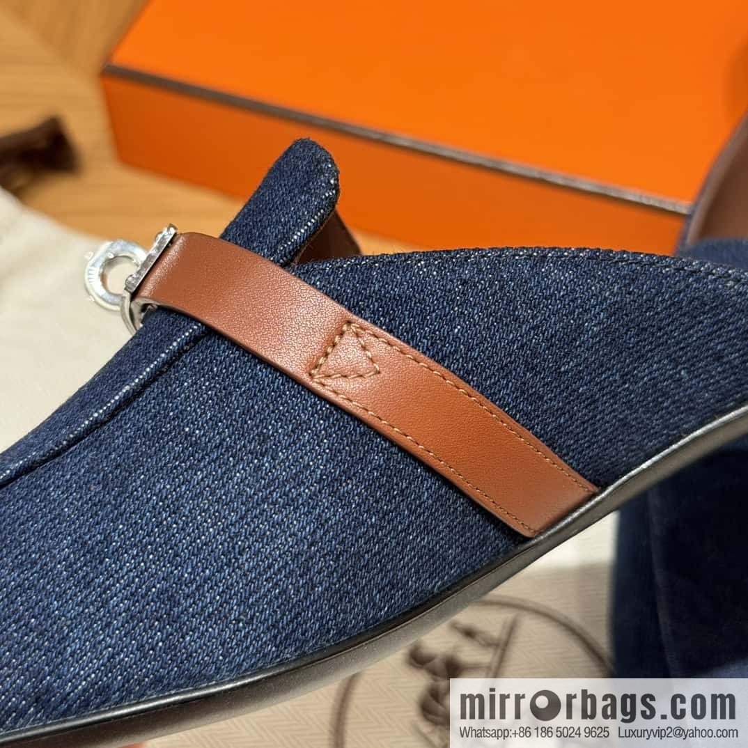 Hermès 188 OZ mule half trailers, cowboy blue/cowboy blue /Cowboy