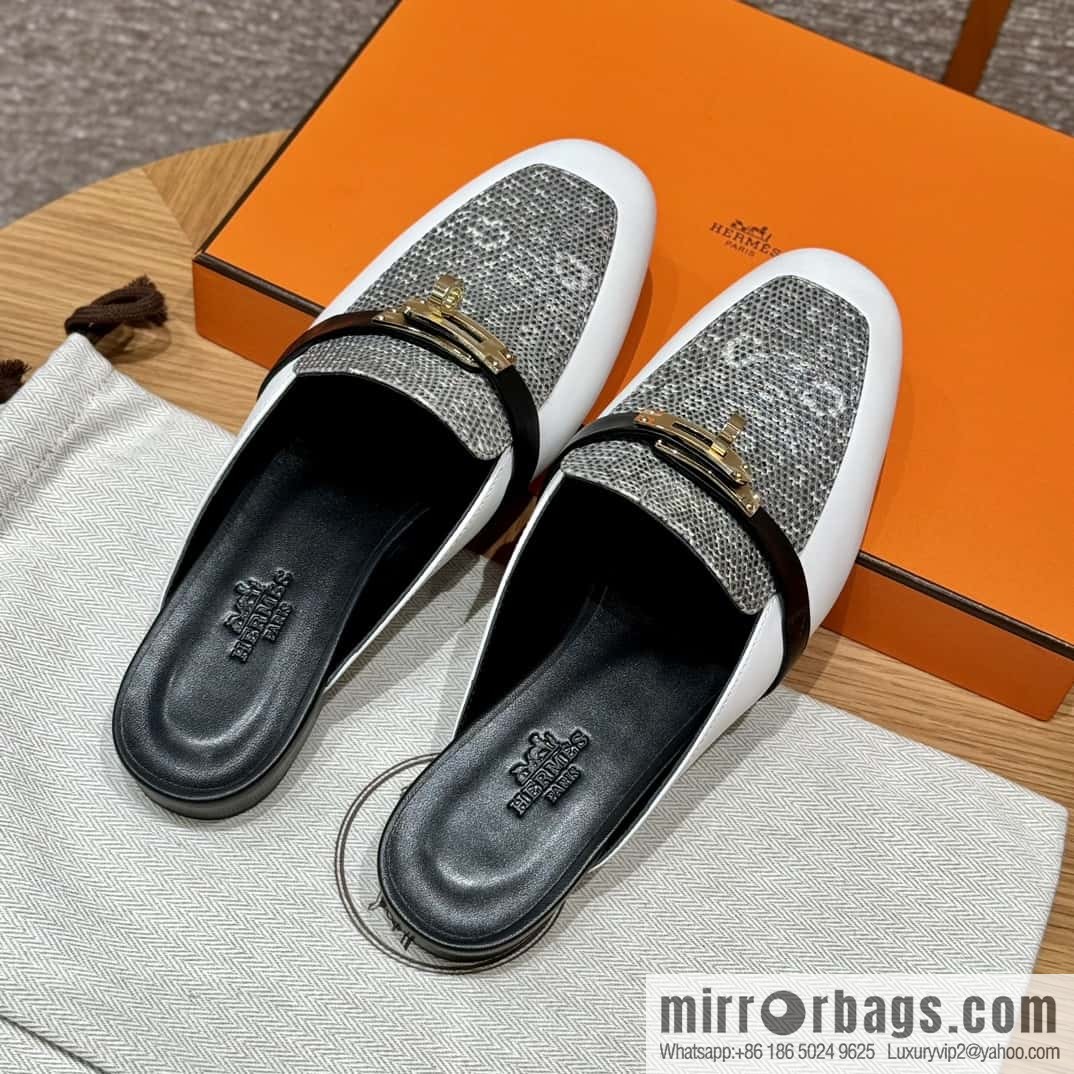 Hermès 188 OZ mule half drag, lizard 🦎 primary color /1B/Ombre Lizard/Lizard🦎