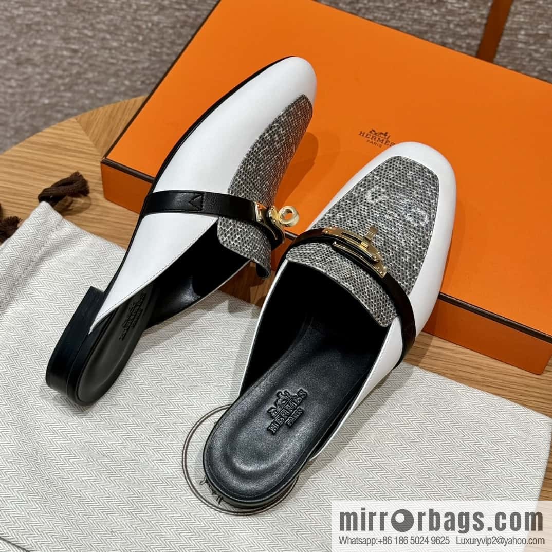 Hermès 188 OZ mule half drag, lizard 🦎 primary color /1B/Ombre Lizard/Lizard🦎