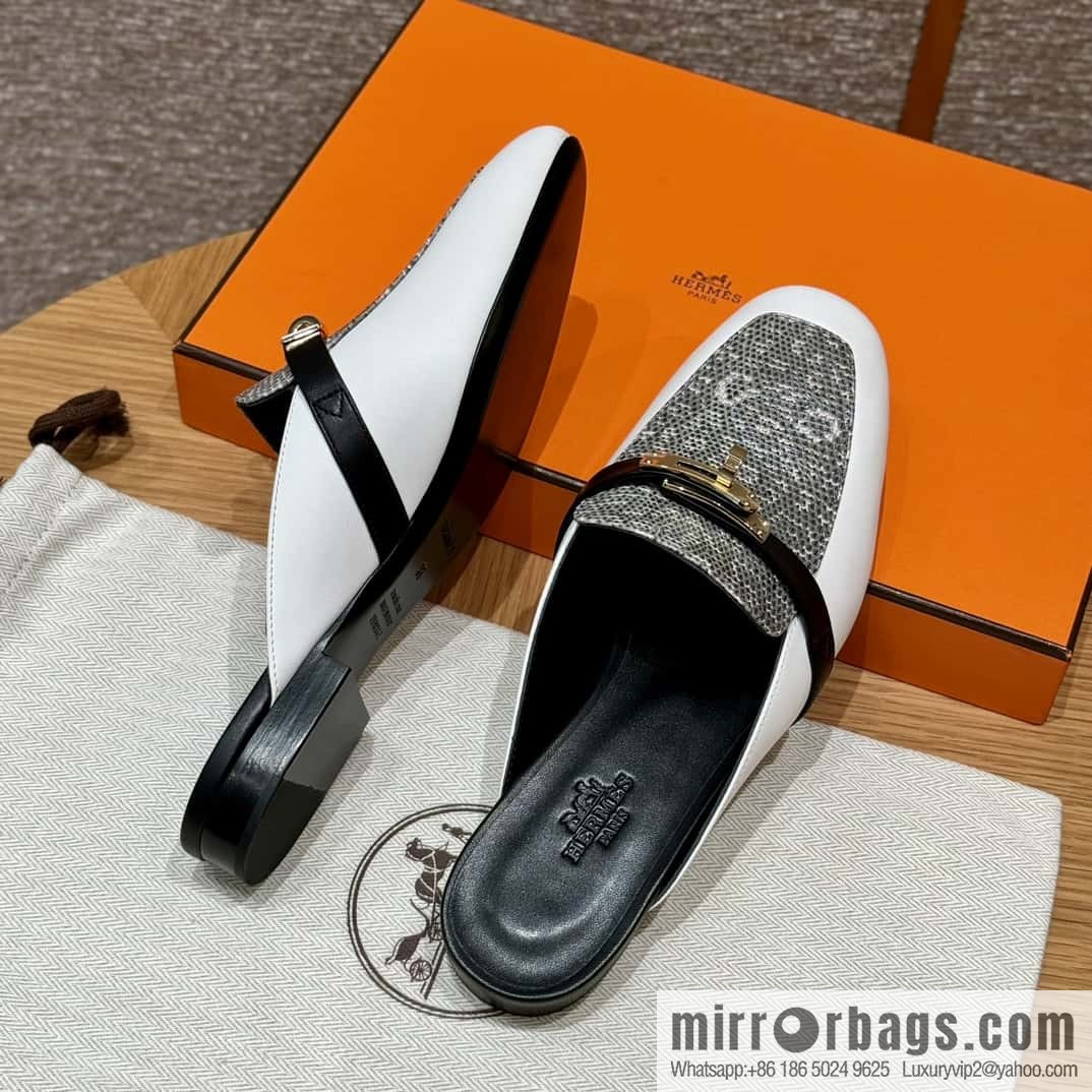 Hermès 188 OZ mule half drag, lizard 🦎 primary color /1B/Ombre Lizard/Lizard🦎