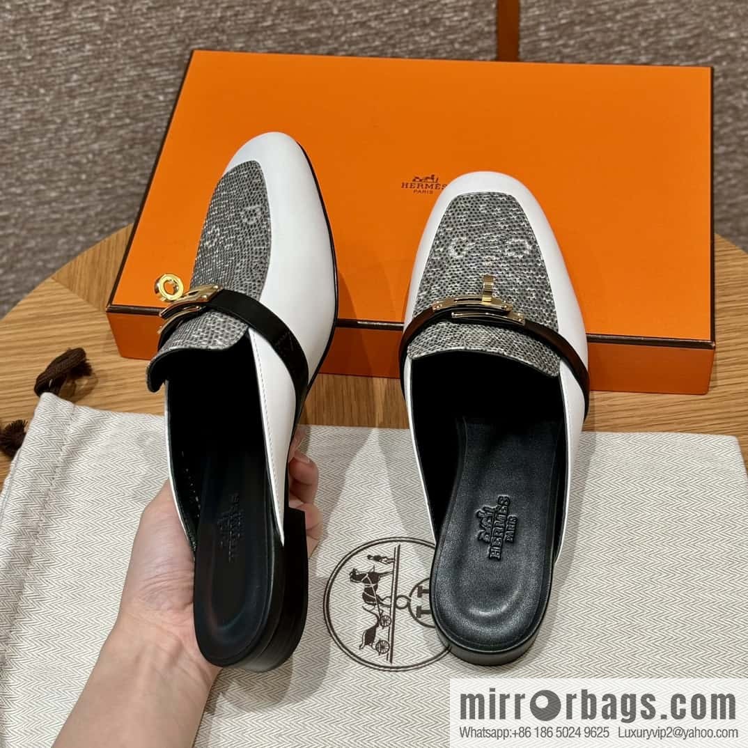 Hermès 188 OZ mule half drag, lizard 🦎 primary color /1B/Ombre Lizard/Lizard🦎