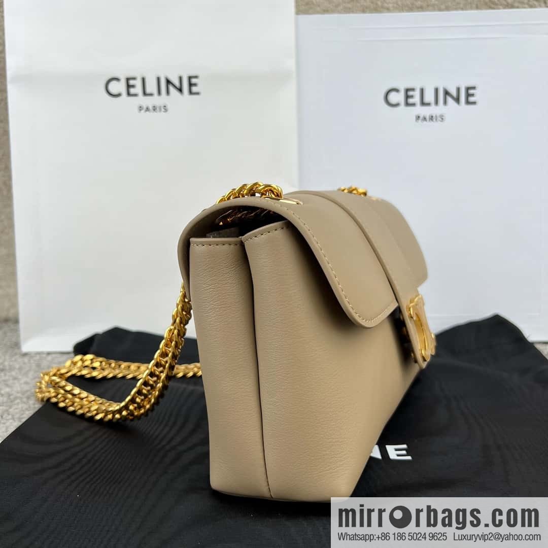 CELINE TEEN VICTOIRE Small soft cow leather (fabric) handbag 116593 apricot