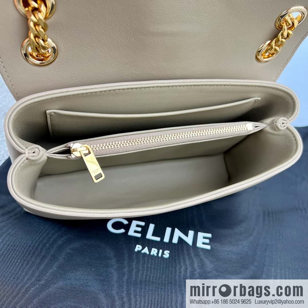 CELINE TEEN VICTOIRE Small soft cow leather (fabric) handbag 116593 apricot