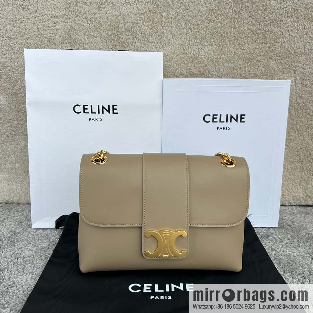 CELINE VICTOIRE medium soft cow leather (fabric) handbag 115853 apricot