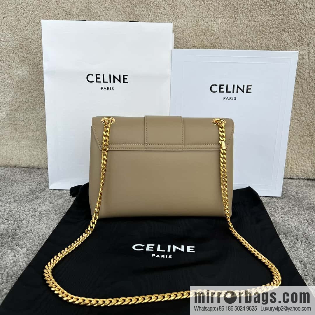 CELINE VICTOIRE medium soft cow leather (fabric) handbag 115853 apricot