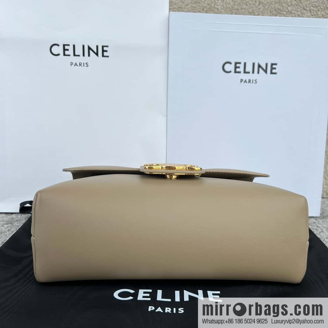 CELINE VICTOIRE medium soft cow leather (fabric) handbag 115853 apricot