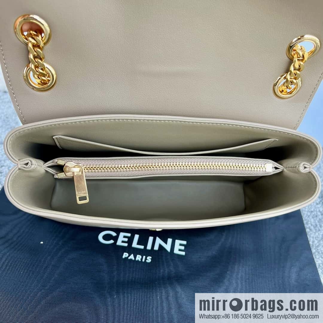 CELINE VICTOIRE medium soft cow leather (fabric) handbag 115853 apricot