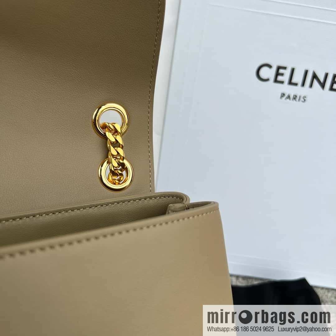 CELINE VICTOIRE medium soft cow leather (fabric) handbag 115853 apricot
