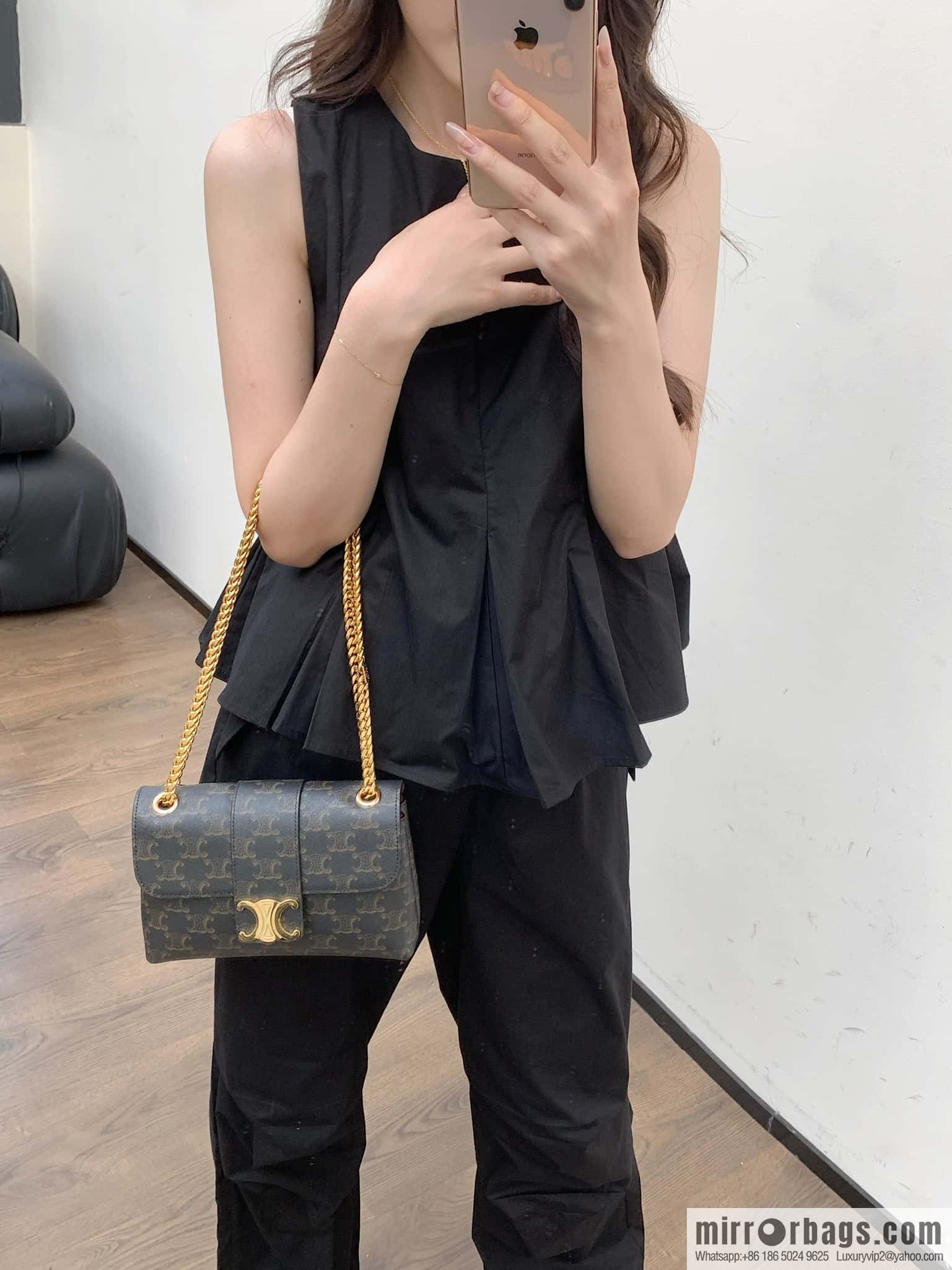 CELINE TEEN VICTOIRE small logo printed handbag 116592 old color