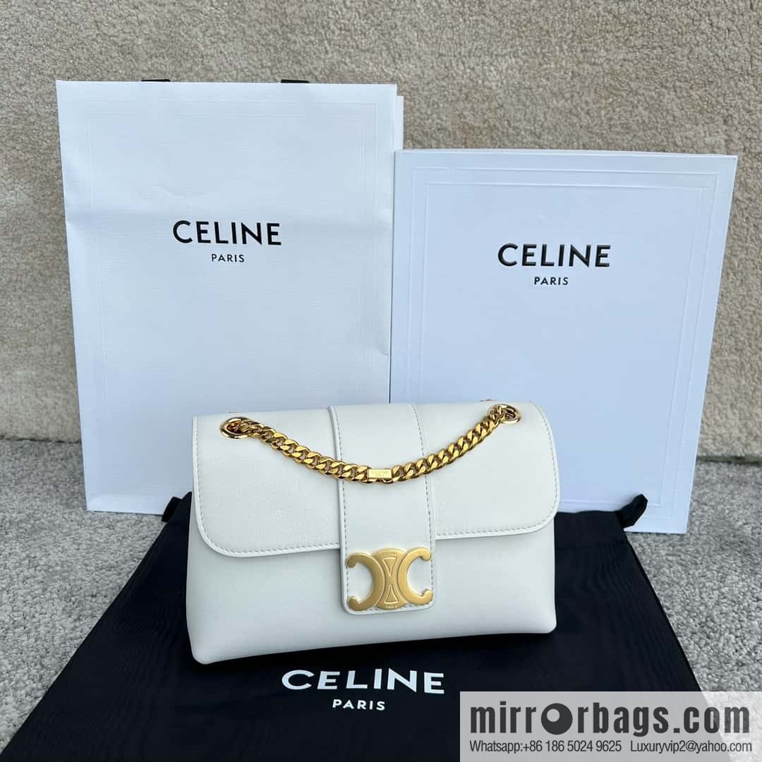 CELINE TEEN VICTOIRE Small soft cow leather (fabric) handbag 116593 white