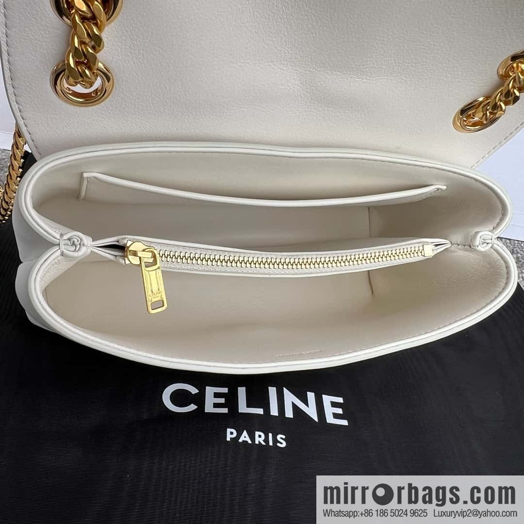 CELINE TEEN VICTOIRE Small soft cow leather (fabric) handbag 116593 white