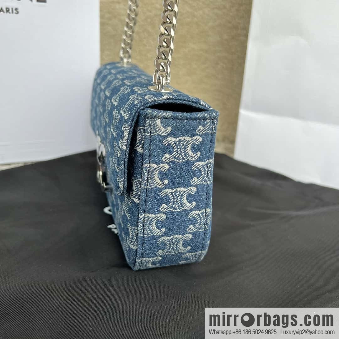 CELINE TRIOMPHE denim chain strap backpack 115202 denim