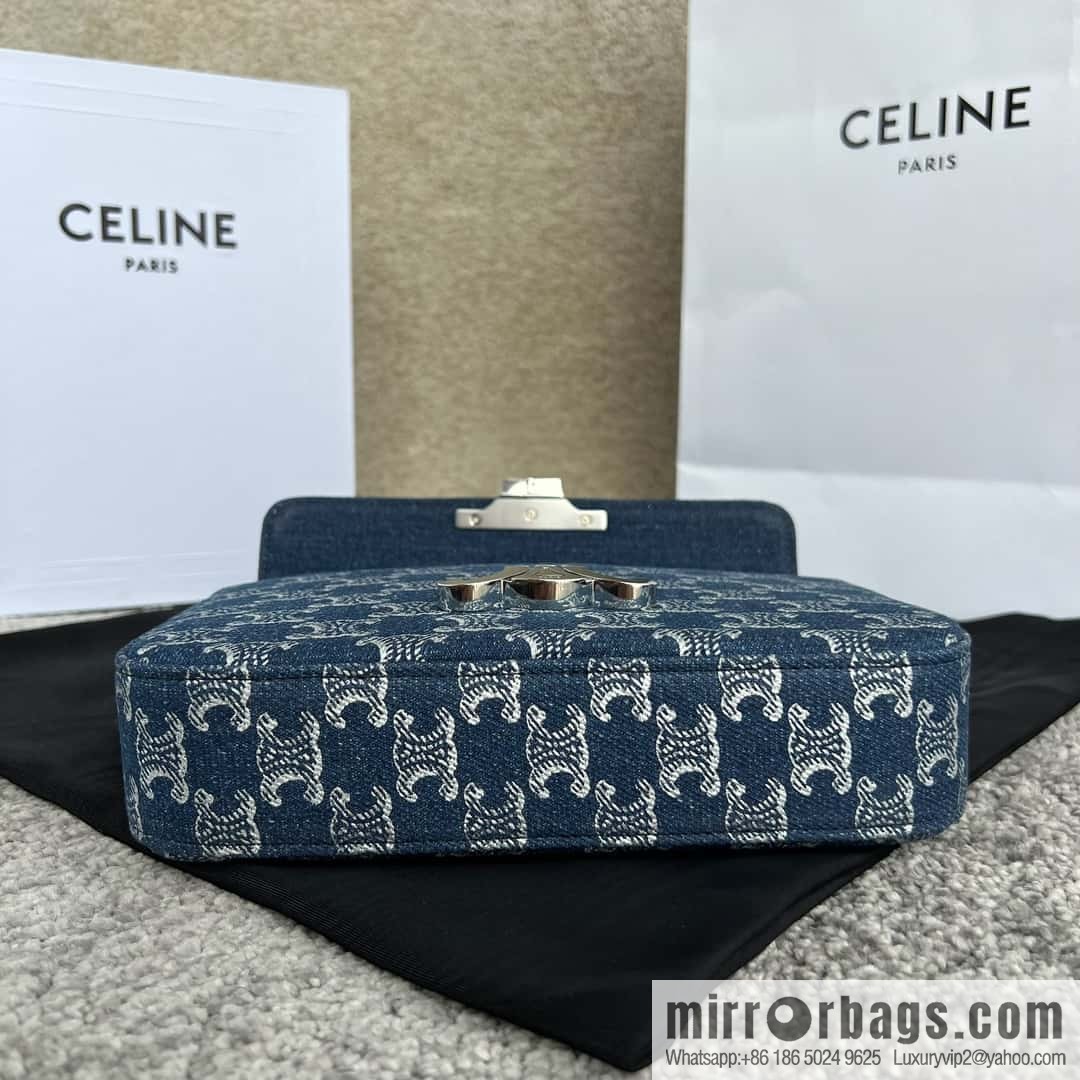 CELINE TRIOMPHE denim chain strap backpack 115202 denim