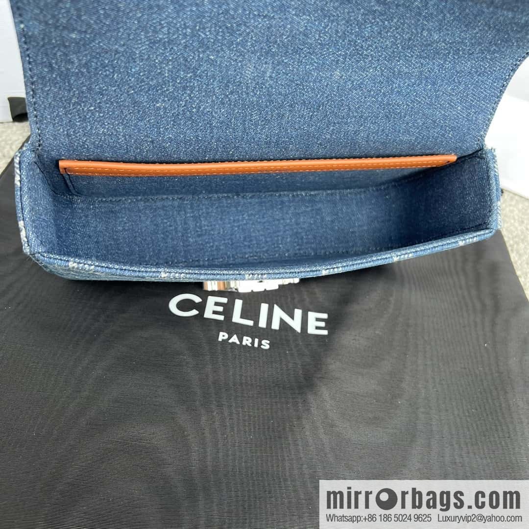 CELINE TRIOMPHE denim chain strap backpack 115202 denim