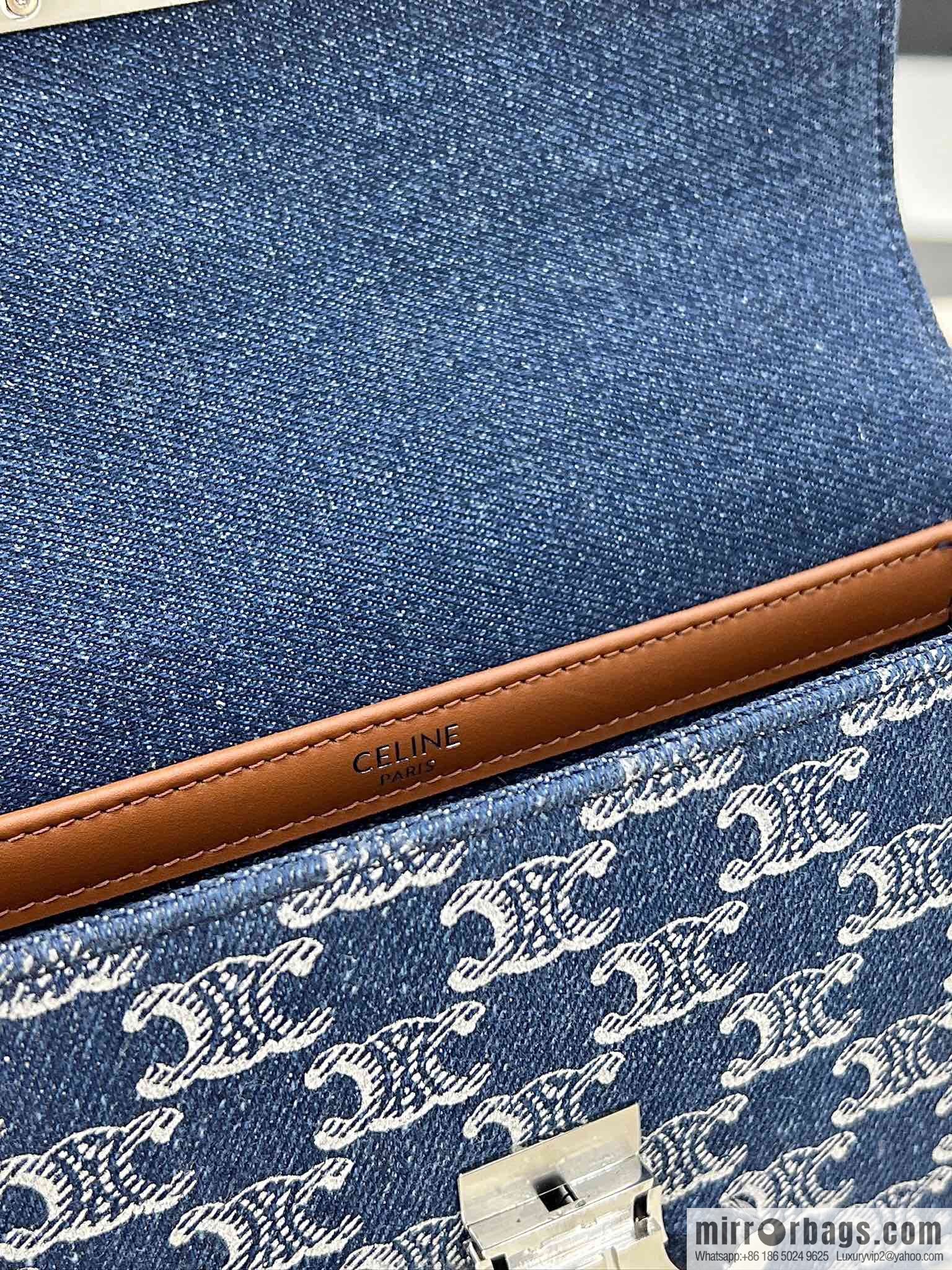 CELINE TRIOMPHE denim chain strap backpack 115202 denim