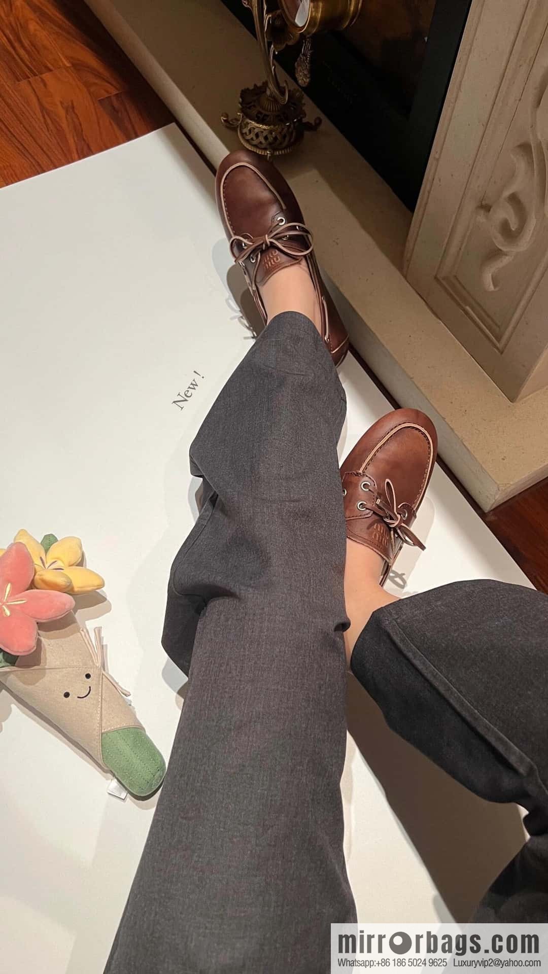 𝐌𝐢𝐮𝐌𝐢𝐮|| Miu Miu Bow Lace Up Sailing Flat Loafers