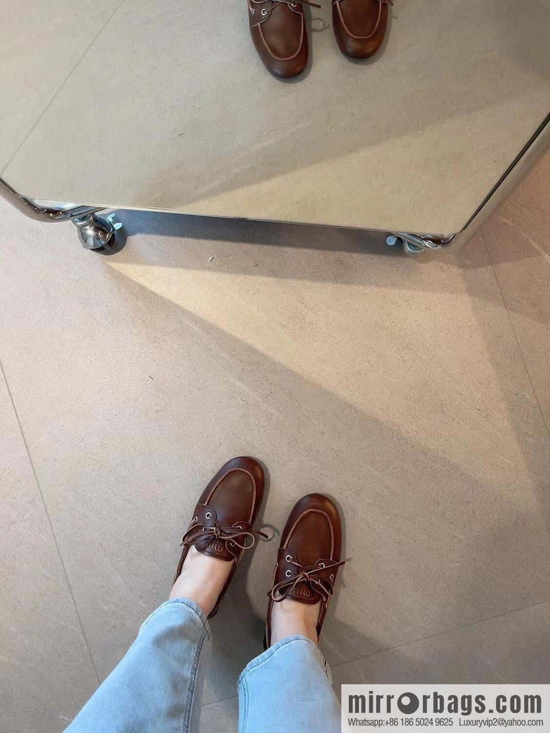 𝐌𝐢𝐮𝐌𝐢𝐮|| Miu Miu Bow Lace Up Sailing Flat Loafers