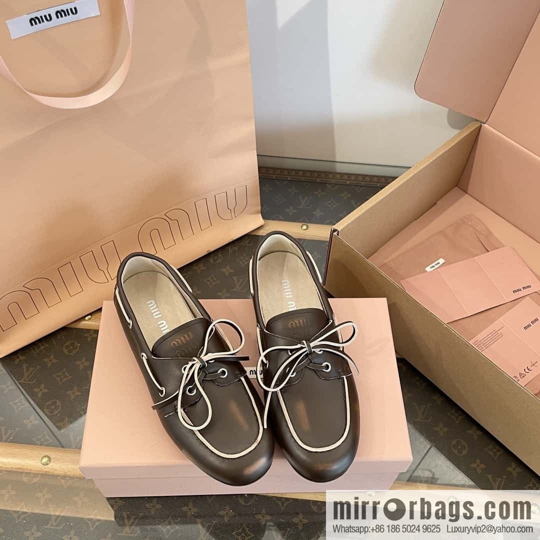 𝐌𝐢𝐮𝐌𝐢𝐮|| Miu Miu Bow Lace Up Sailing Flat Loafers